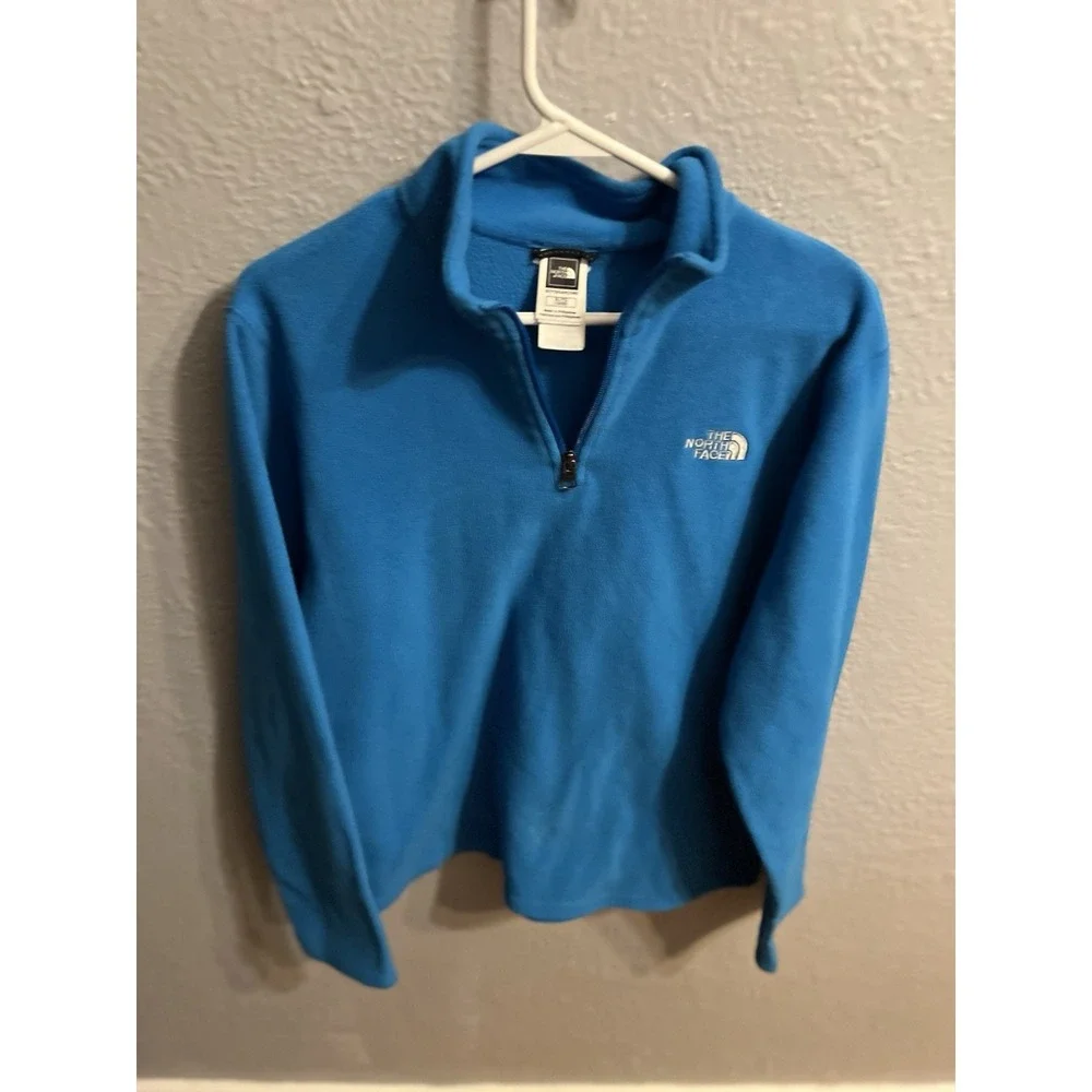 Kids The North Face Boys XL 18/20 Fleece 1/4 Zip‎ Pullover Blue Shirt Jacket